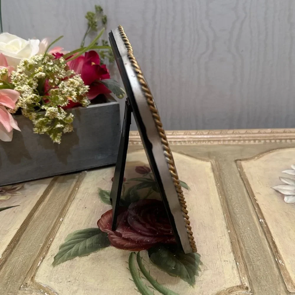 Vintage Montana Silversmiths Silver Gold Rope Trim Western 4x6 Photo Frame